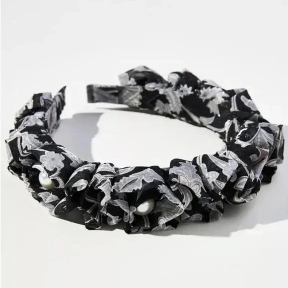 NWT Anthropologie Floral Paisley Embellished Ruffle Headband